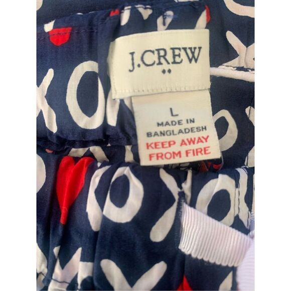 J.Crew Women’s Cotton Poplin Heart Print Cropped Pajama Sleep Pants - Picture 6 of 6